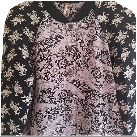 🌺Free People Mixed Media Floral Print Bomber Jacket🌸🌺 - Picture 9 of 16
